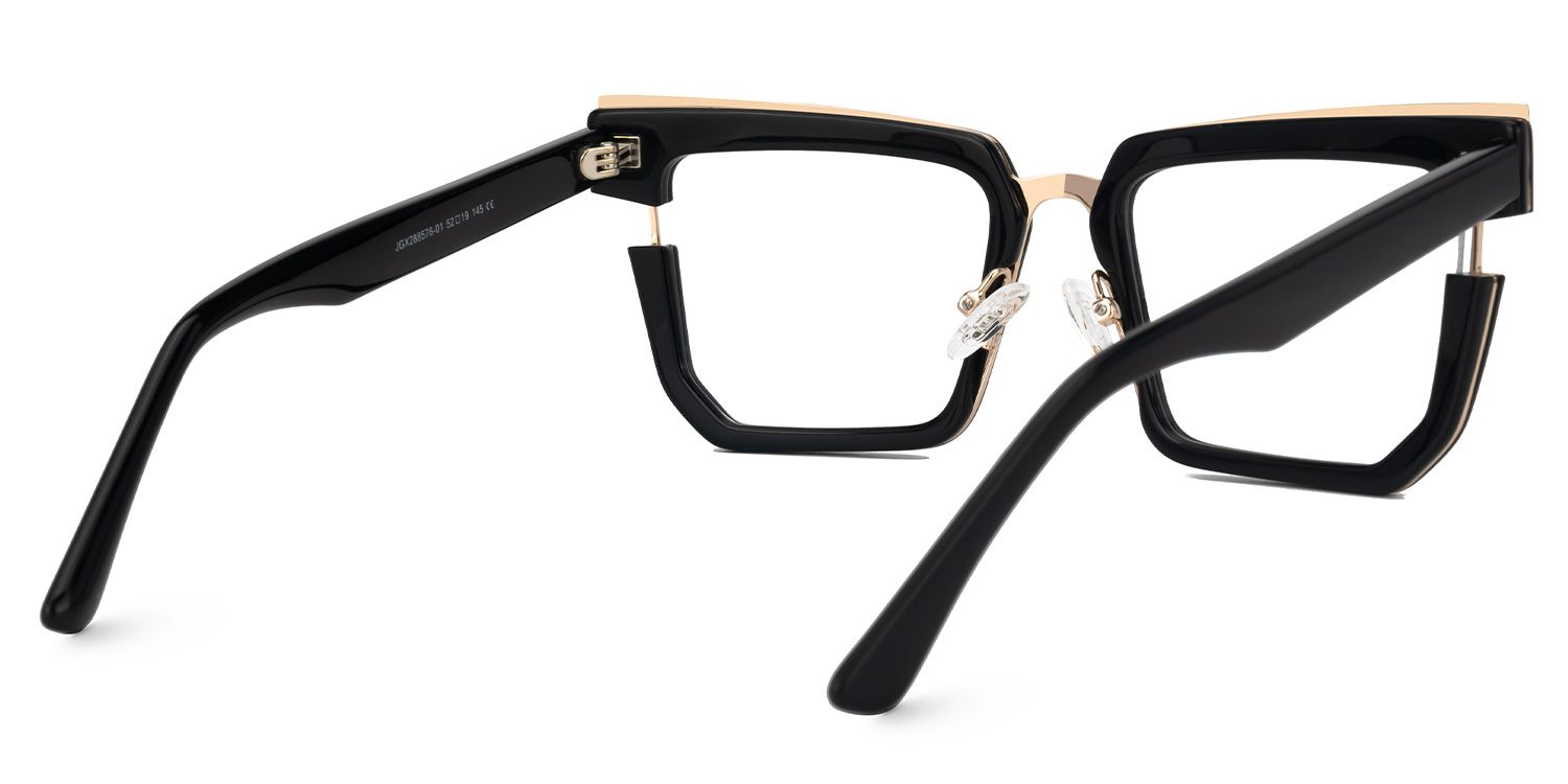 Ellette - Rectangle Black Eyeglasses | Vooglam Side View