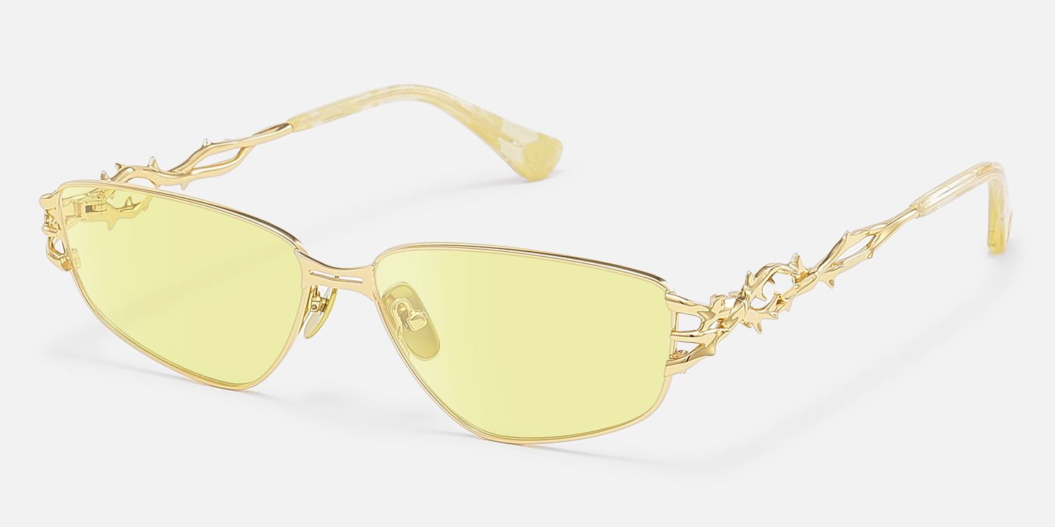 Spine - Gold Yellow Tinted Sunglasses | Vooglam Front View
