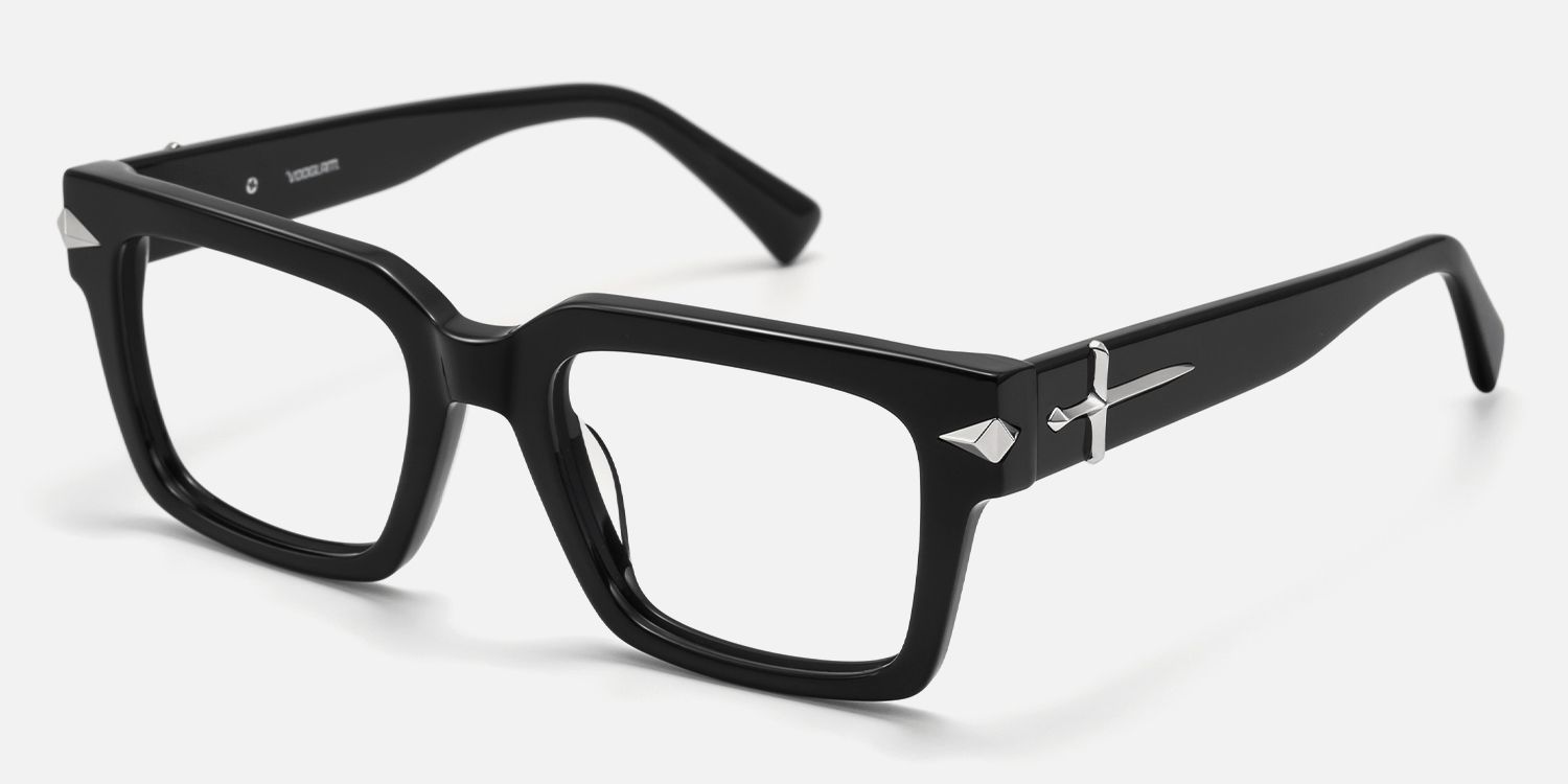 Covenant - Dark Thick Acetate Sword Glasses | Vooglam Front View
