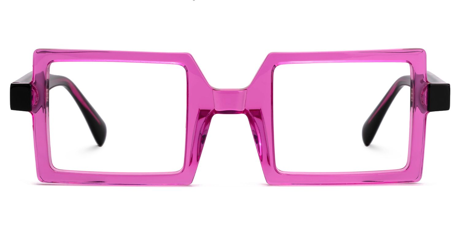 Fawzia - Rectangle Pink Eyeglasses by Vooglam - Angle View