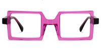 Fawzia - Rectangle Pink Eyeglasses | Vooglam Angle View