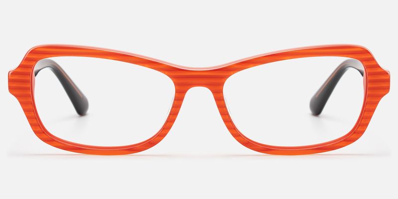 Pop - Bright Orange Striped Bug Eye Glasses by Vooglam