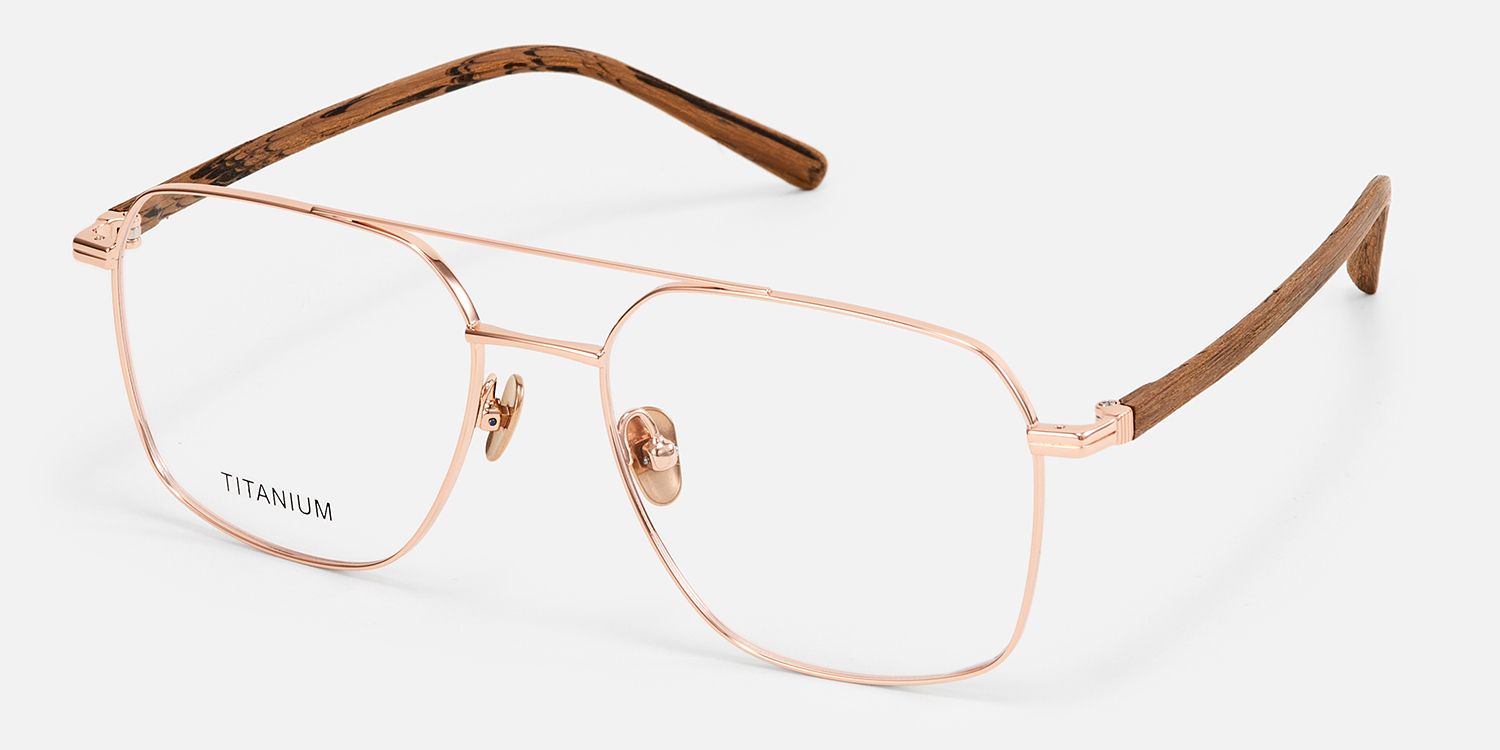 York - Aviator Gold Eyeglasses | Vooglam Front View