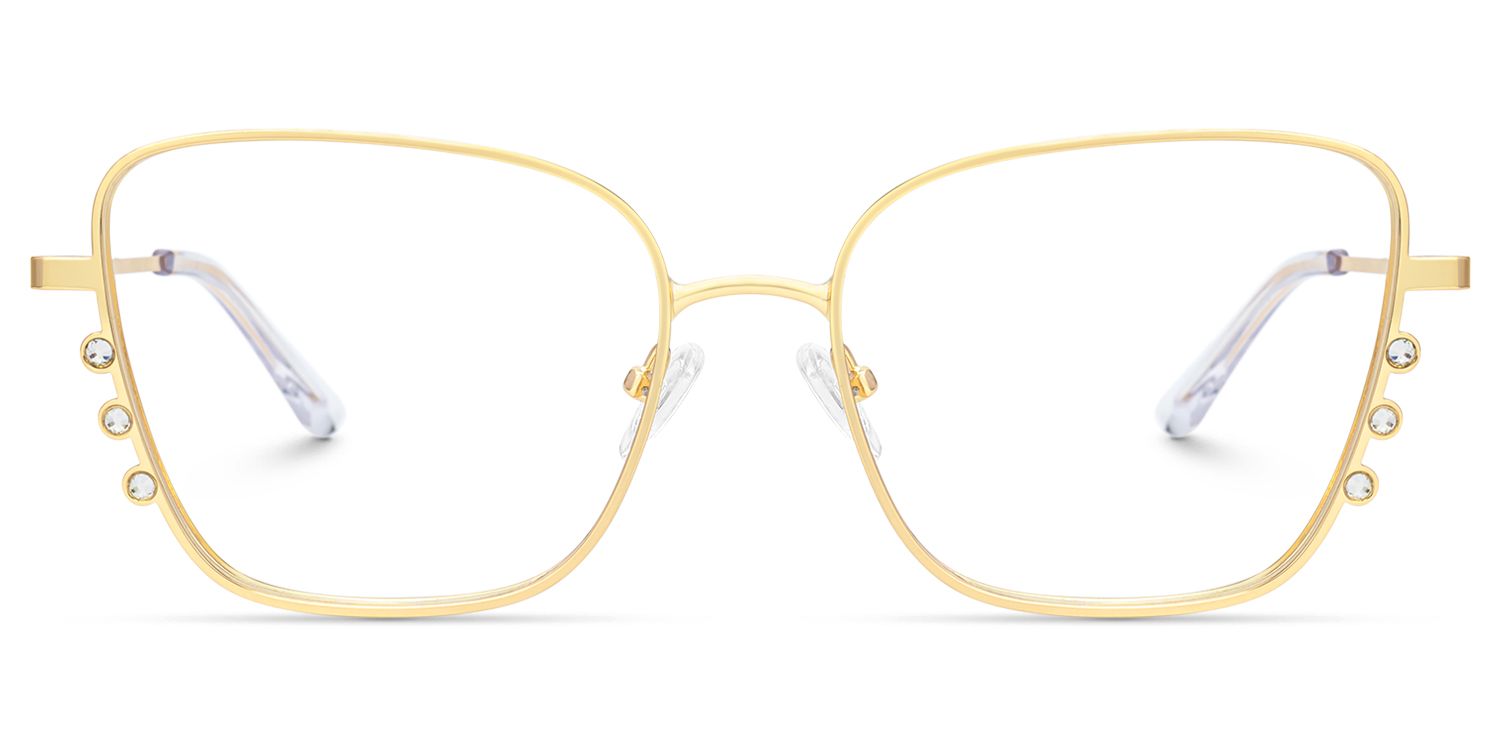 Hallam - Square Gold Eyeglasses | Vooglam Angle View