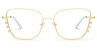 Hallam - Square Gold Eyeglasses | Vooglam Angle View