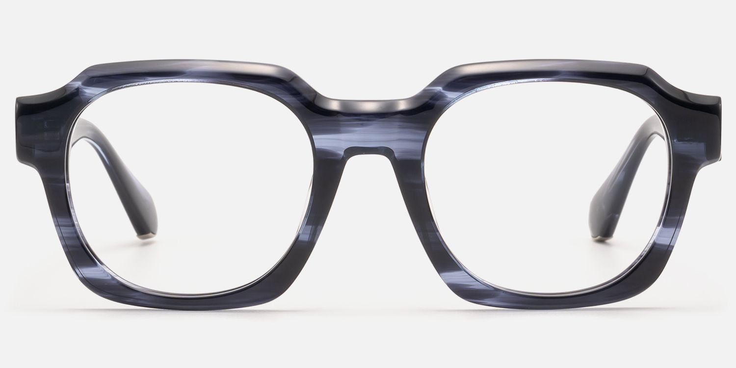 Vernon - Clear Dark Blue Fluid Texture Glasses | Vooglam Angle View