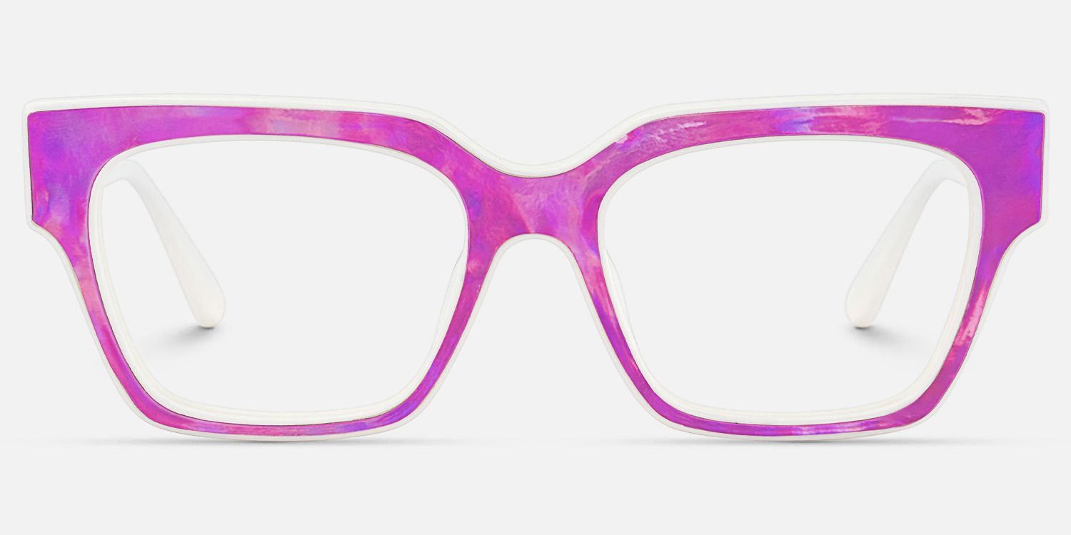 Qacha - Square Purple Eyeglasses | Vooglam Angle View