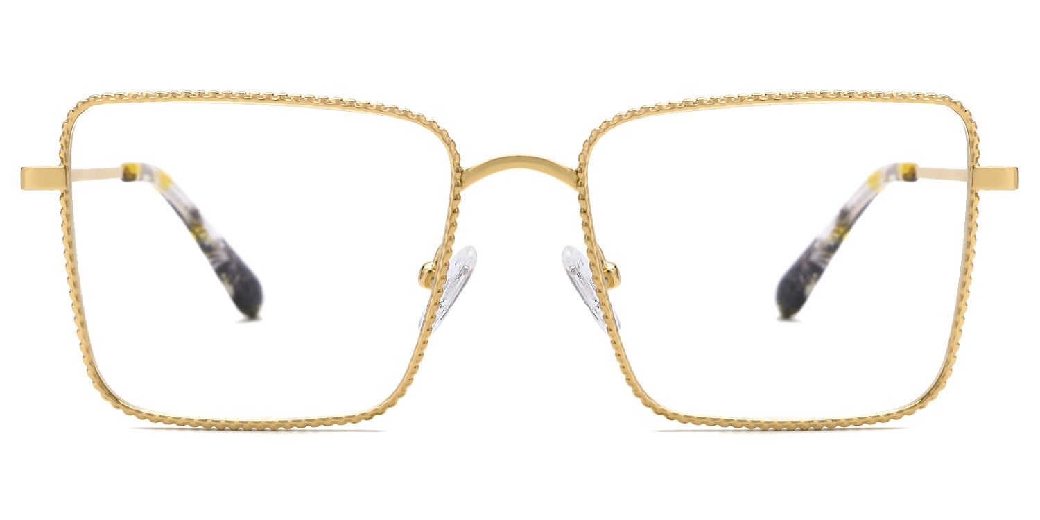 Gadiel - Square Gold Eyeglasses by Vooglam - Angle View