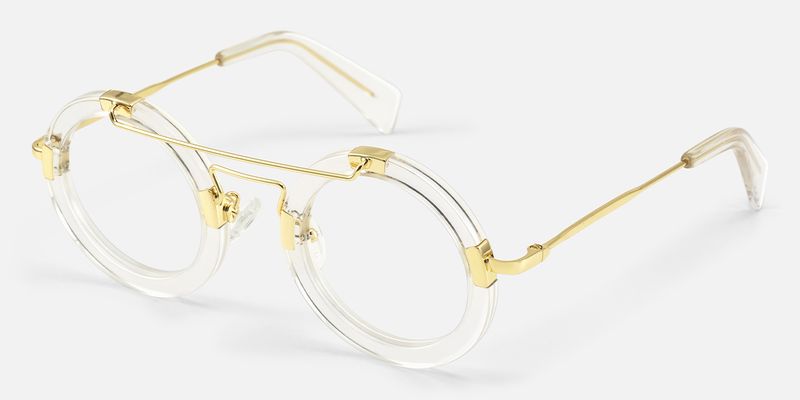 Perkins - Clear Round Retro Aviator Frame Glasses