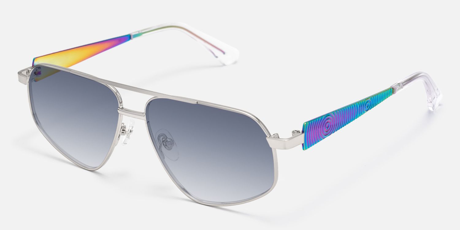 Solara - Aviator Silver Sunglasses | Vooglam Front View