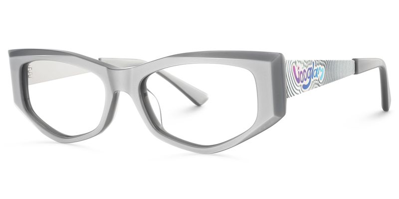 Tahiya - Geometric Grey Eyeglasses | Vooglam