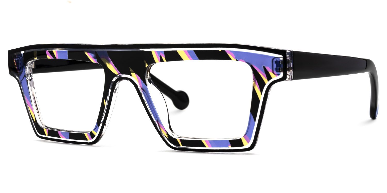 Treva - Vibrant Flame Rectangle Multicolor Glasses by Vooglam - Front View