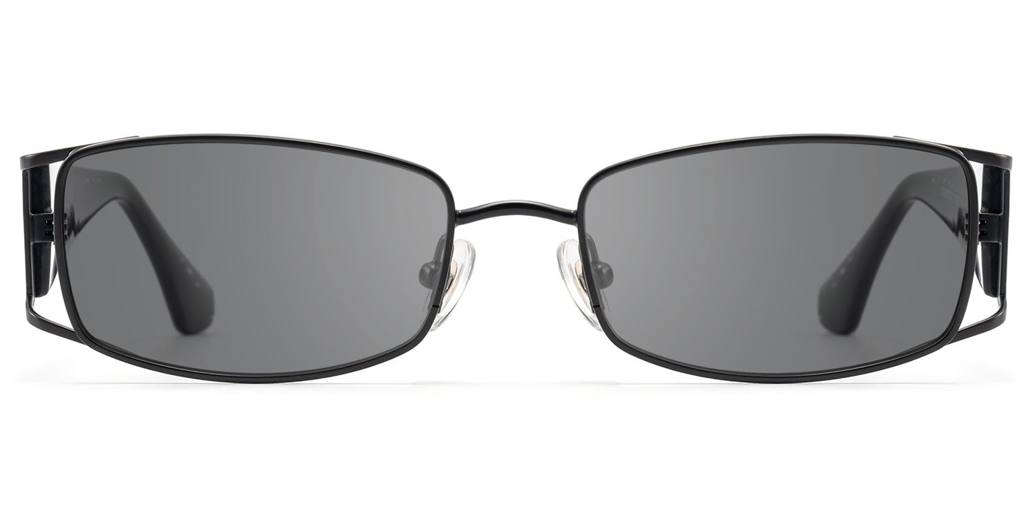 Wren - Effortlessly Cool Rectangle Black Sunglasses | Vooglam Product Details 1