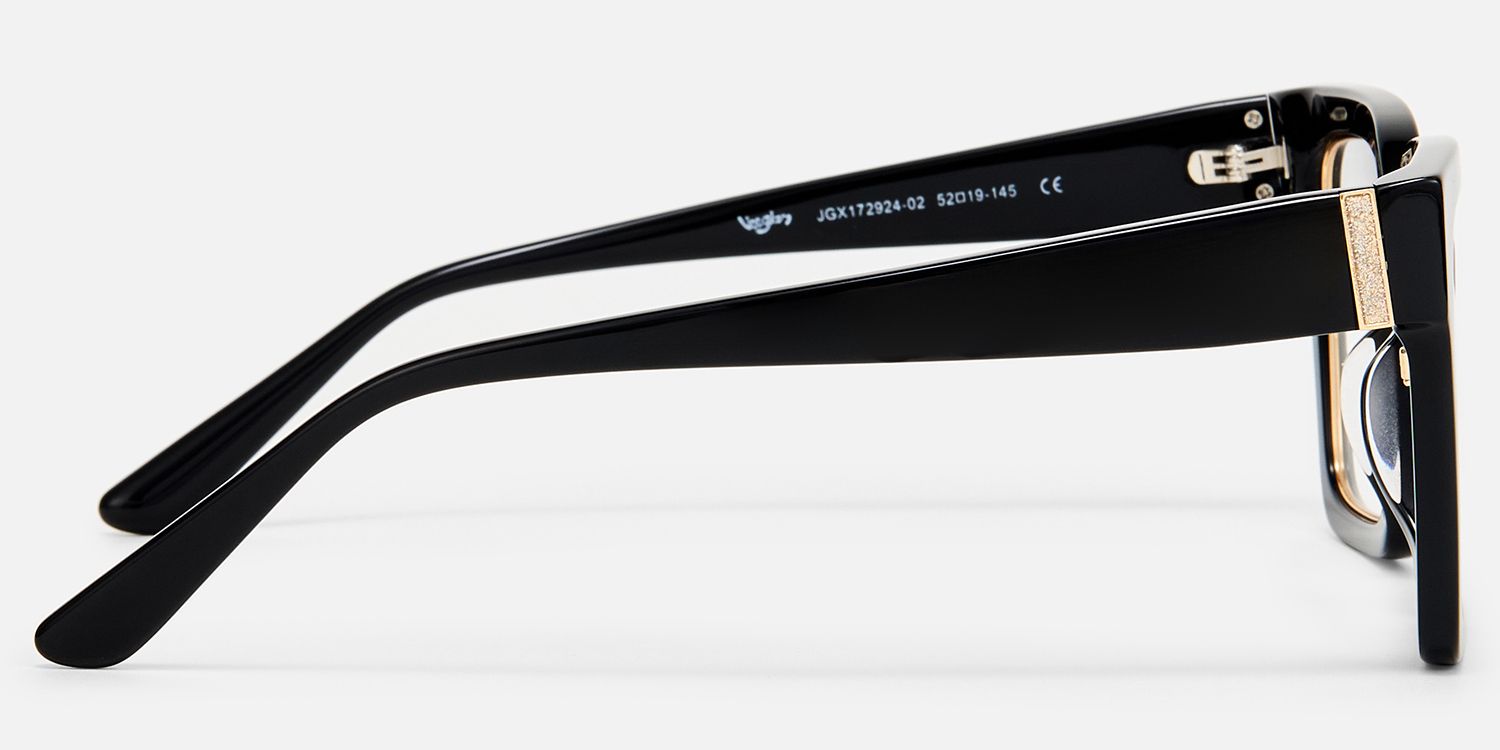 Ibrahim - Square Black Eyeglasses | Vooglam Side View