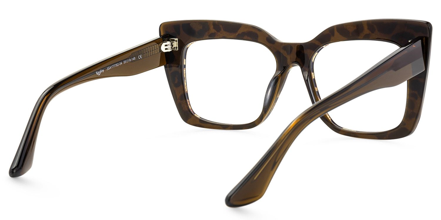 Reina - Bold Cheetah Print Square Frame Glasses | Vooglam Side View