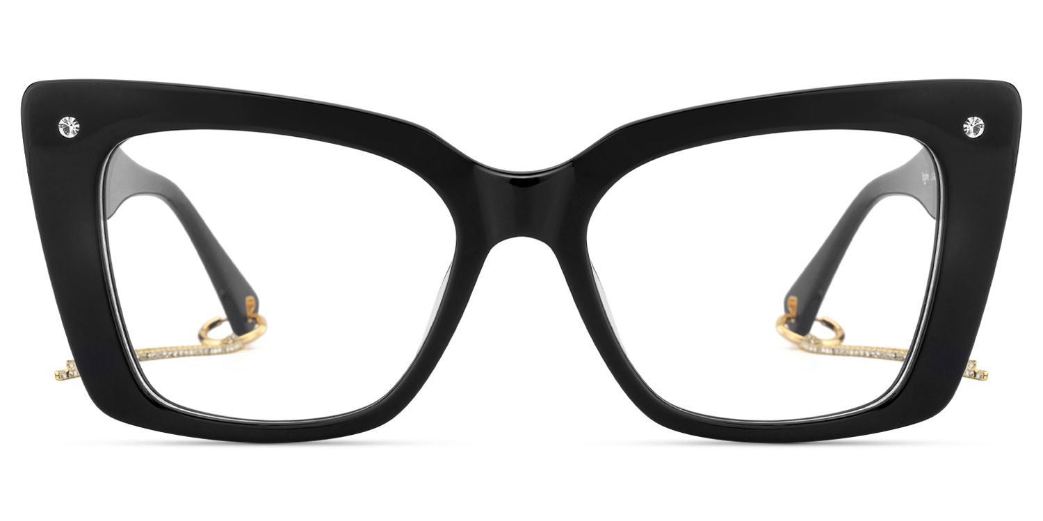 Rosa - Butterfly Black Eyeglasses | Vooglam Angle View