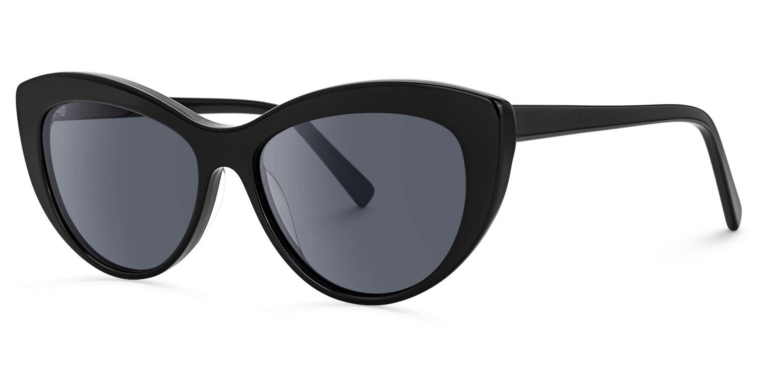 Leilani - Cat Eye Black Sunglasses by Vooglam - Front View