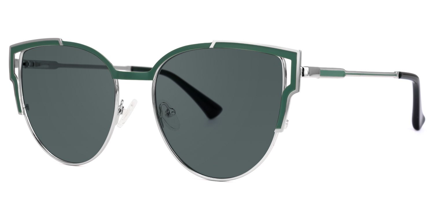 Daitaro - Cat Eye Green Sunglasses | Vooglam Front View