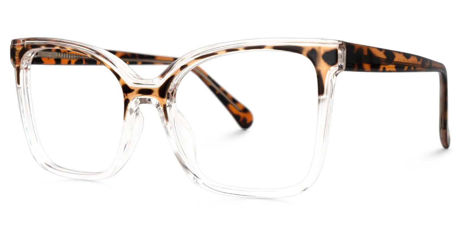 Darrion - Rectangle Tortoise/Crystal Eyeglasses | Vooglam Front View