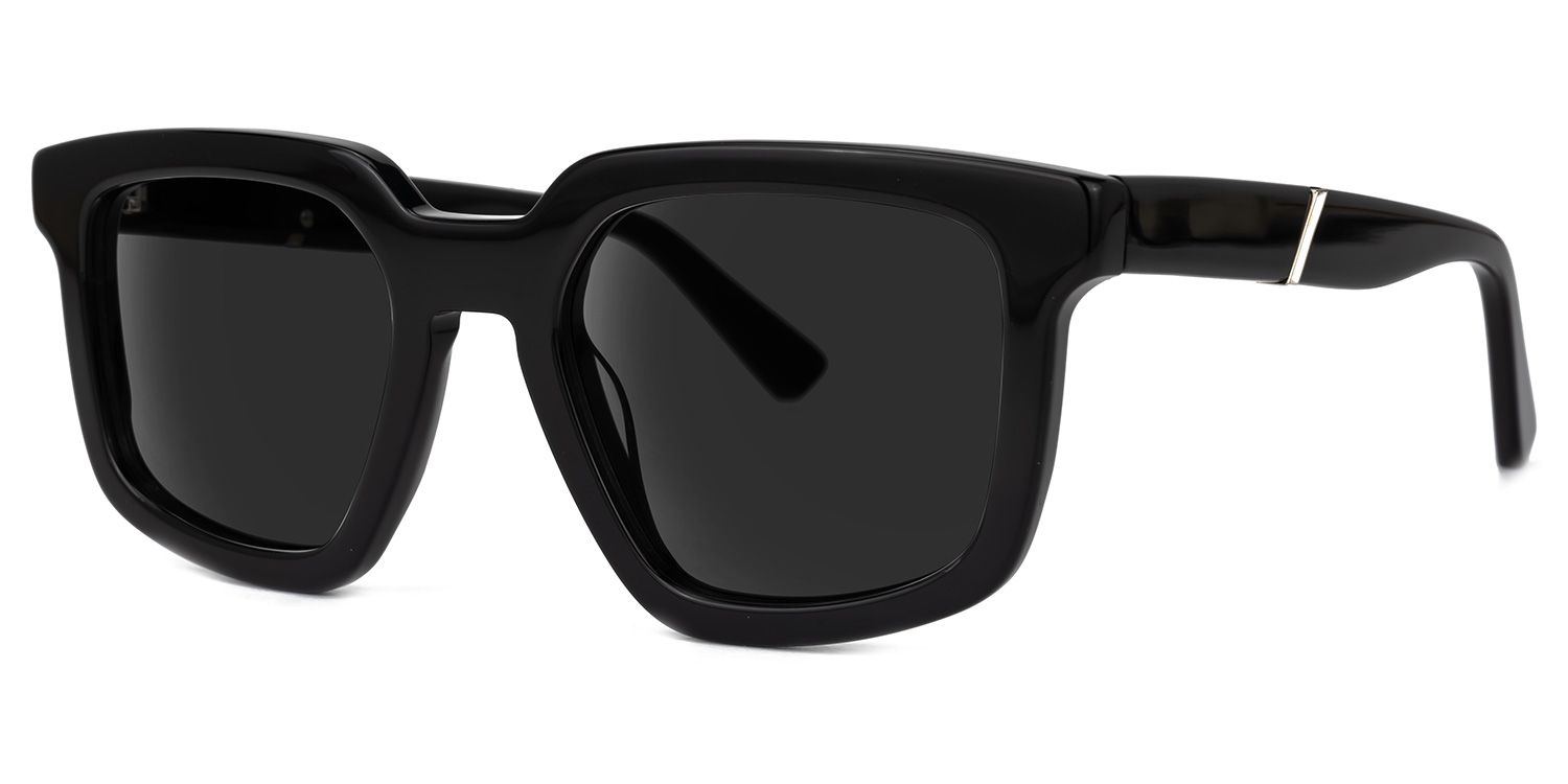 Davu - Geometric Black Sunglasses | Vooglam Front View