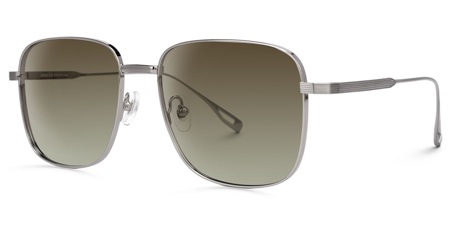 Egas - Square Champagne Prescription Sunglasses by Vooglam - Front View