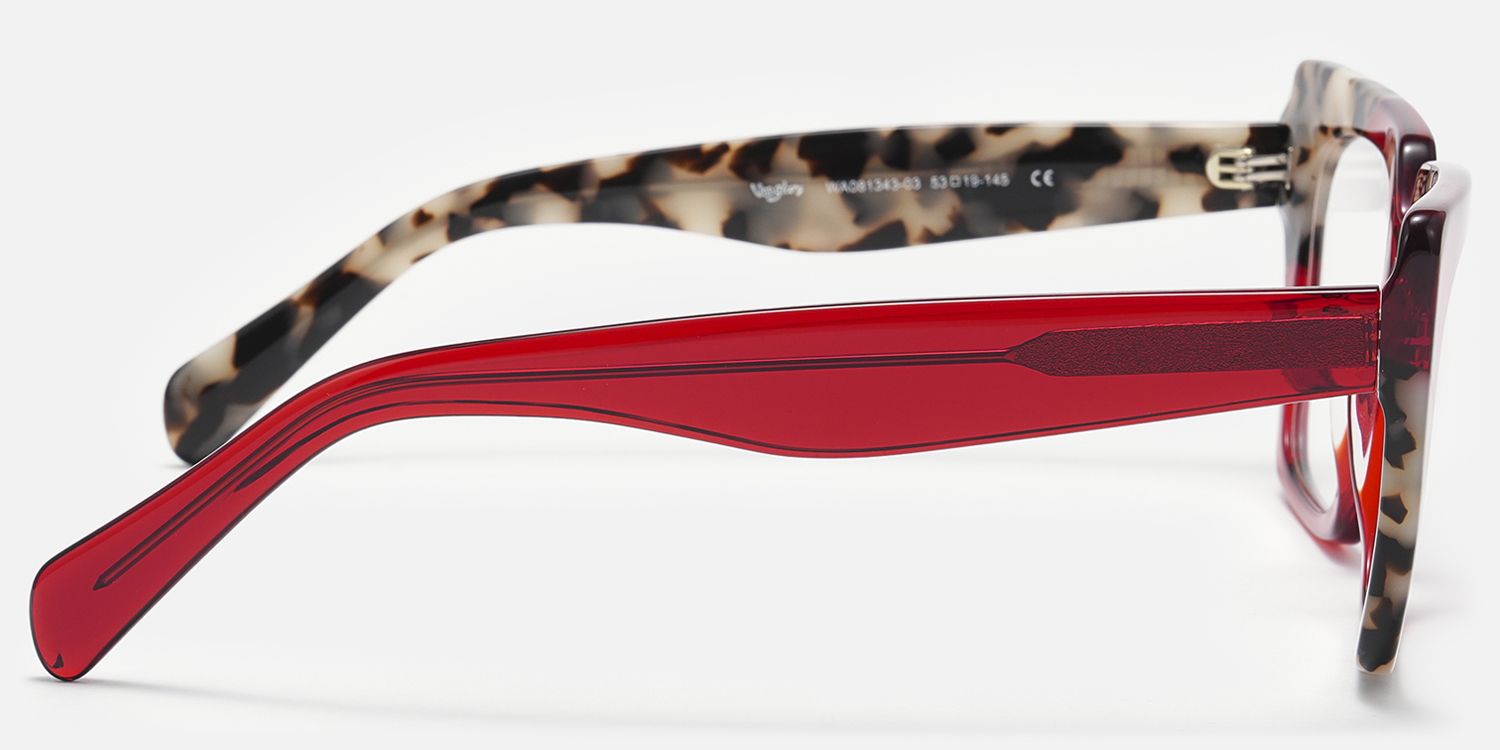 Sanna - Retro Red & Tortoise Square Frame Glasses product detail 3