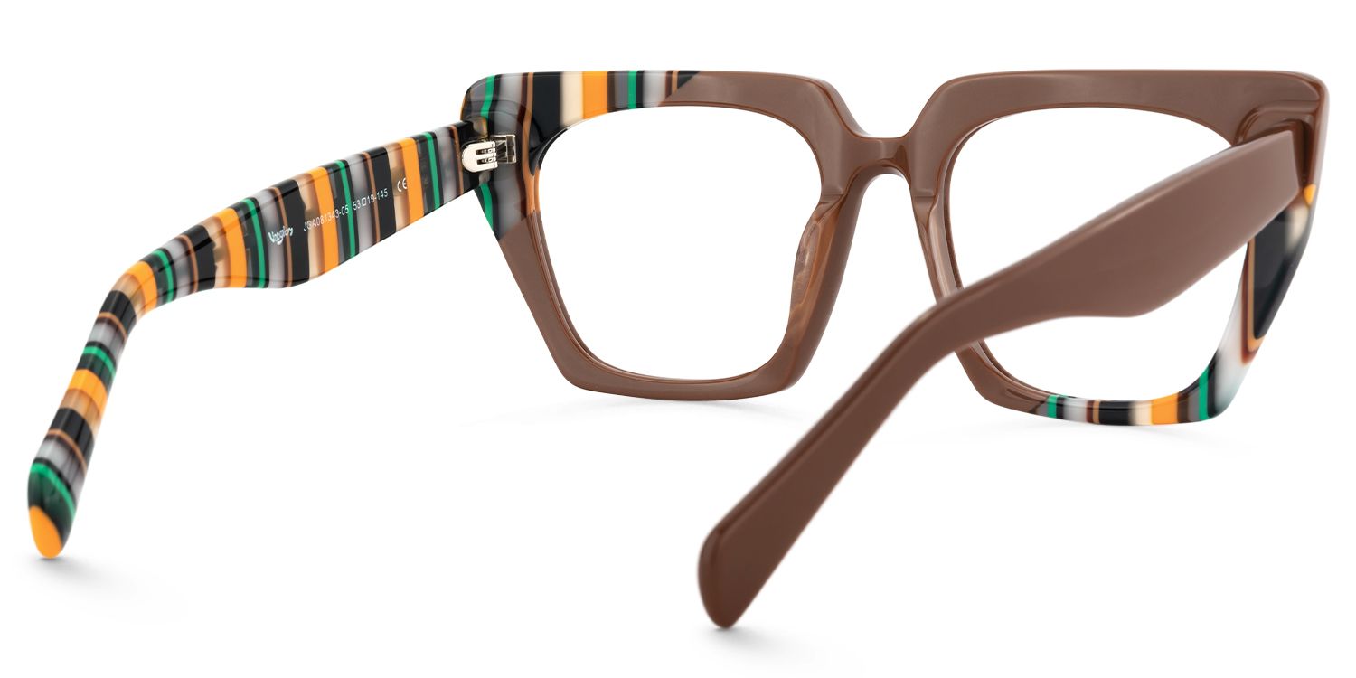 Sanna - Square Brown Eyeglasses | Vooglam Side View