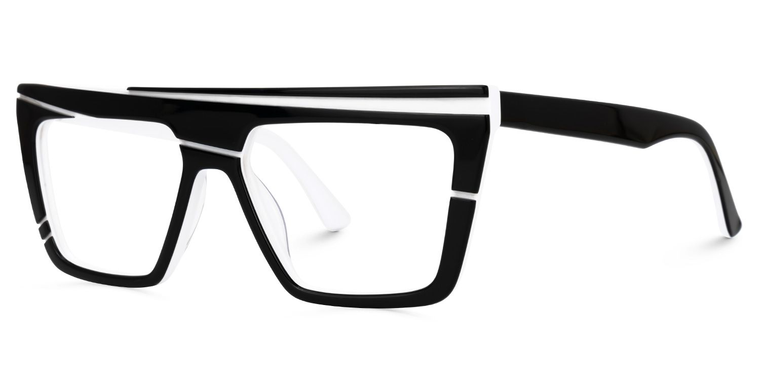 Daneil - Aviator Black/White Eyeglasses | Vooglam Front View