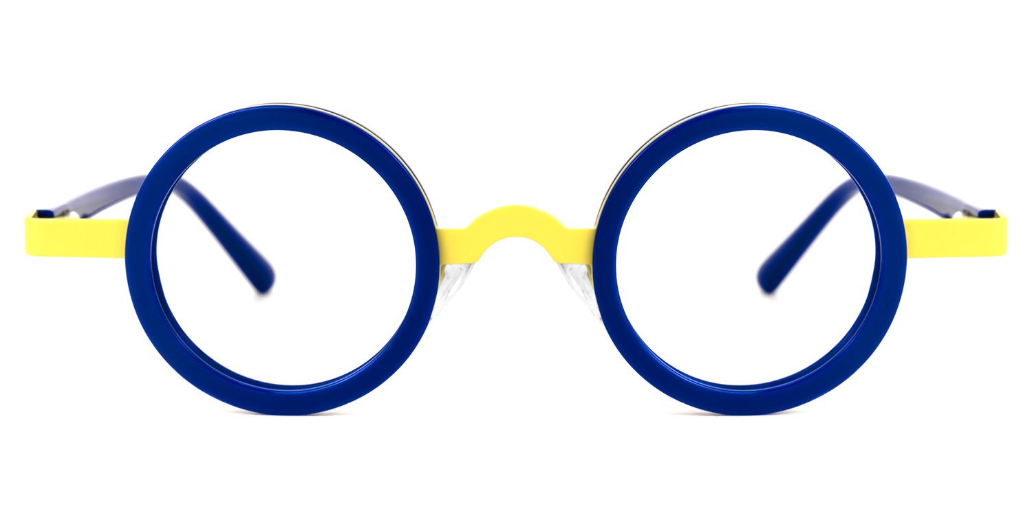 Dervla - Round Blue Eyeglasses by Vooglam - Angle View