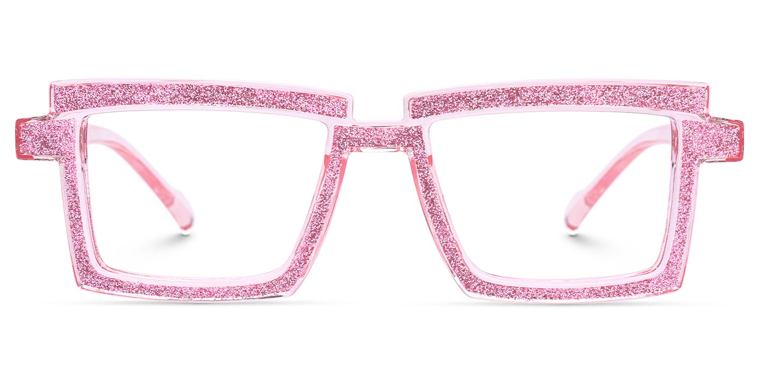 Pandeia - Rectangle Pink Eyeglasses by Vooglam - Angle View