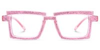 Pandeia - Rectangle Pink Eyeglasses | Vooglam Angle View