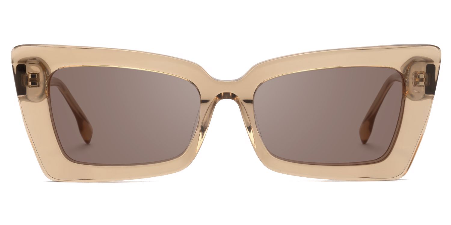 Sarah - Rectangle Tawny Sunglasses by Vooglam - Angle View