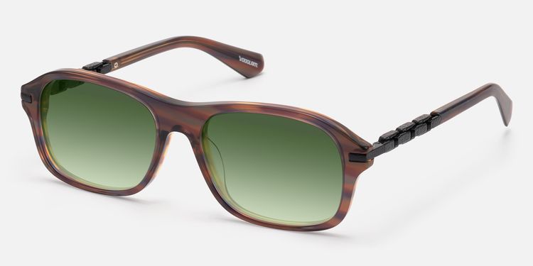 Albini - Red Brown Horn Green Tint Sunglasses | Vooglam