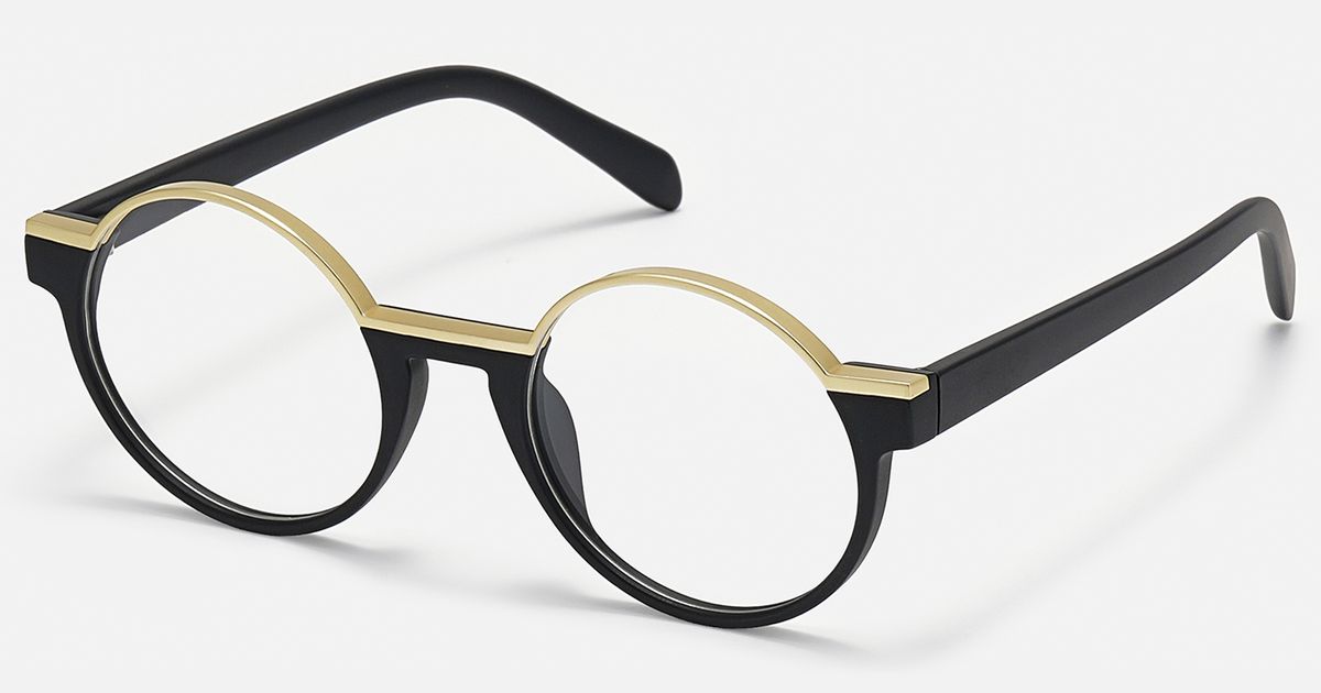 Latina - Retro Round Black & Gold Glasses | Vooglam display picture 1