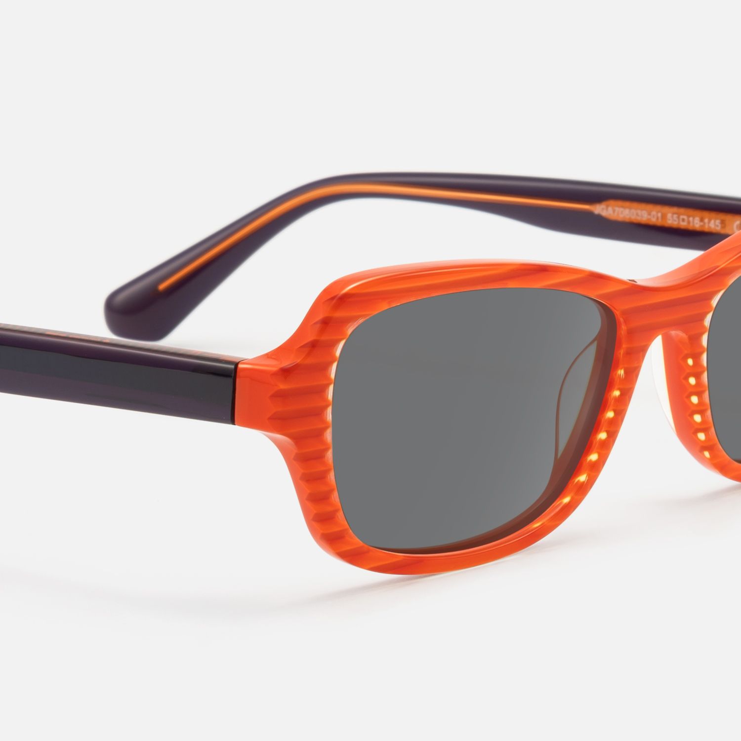 Pop - Gray Lens Orange Striped Bug Eye Shades by Vooglam - Design Details