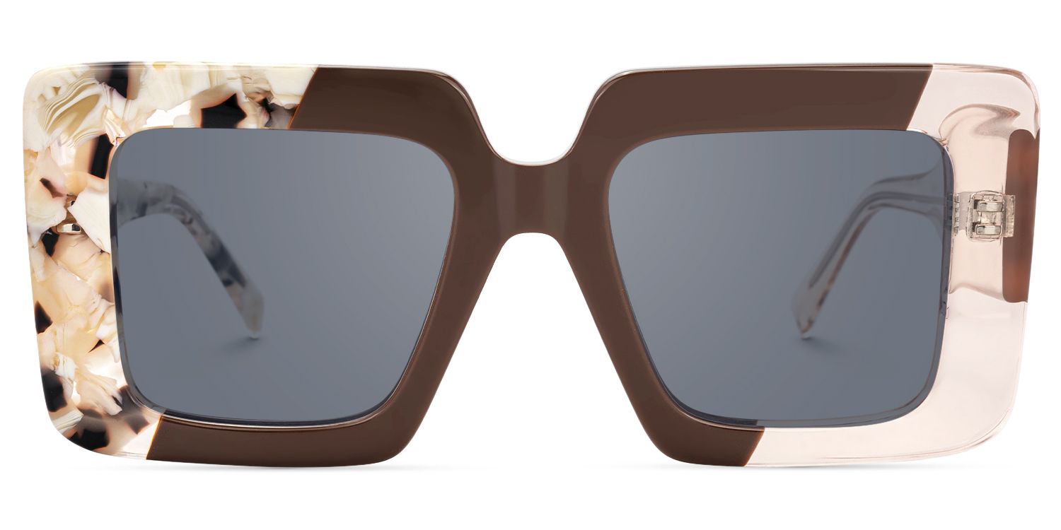 Valora - Square Brown Sunglasses | Vooglam Angle View