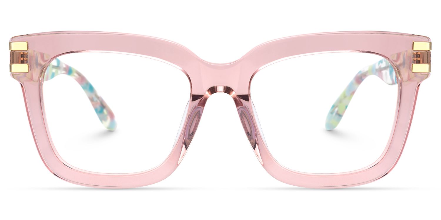 Anjelica - Square Pink Eyeglasses | Vooglam Angle View