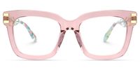 Anjelica - Square Pink Eyeglasses | Vooglam Angle View