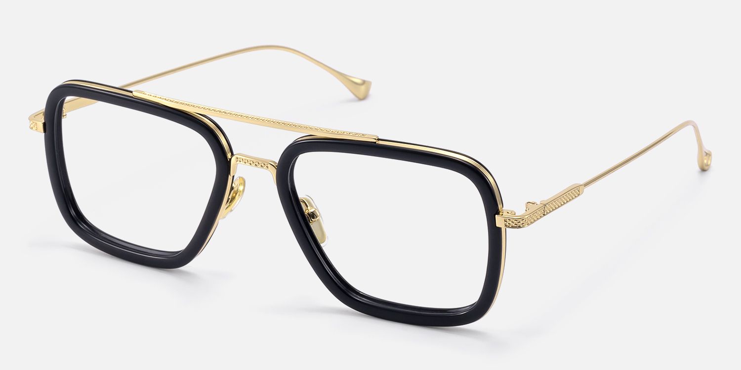 Alvira - Aviator Black Eyeglasses | Vooglam Front View
