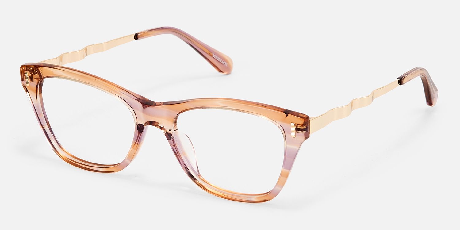 Hype - Square Champagne Eyeglasses | Vooglam Front View