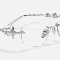 The Decoder - Avant-garde Geometric Silver Glasses | Vooglam Design Details