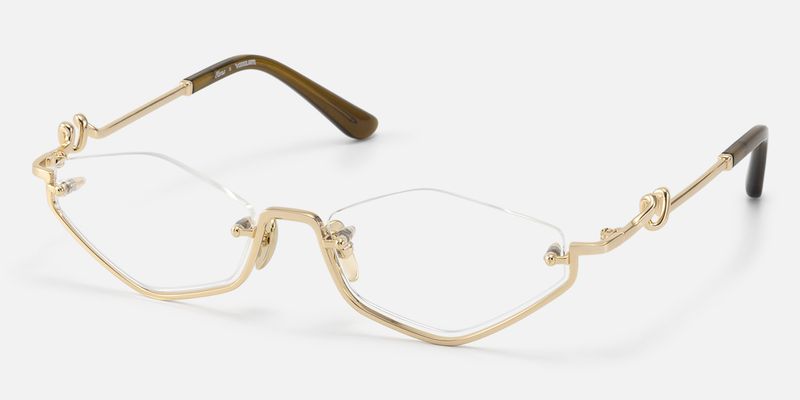 Niseko - Champagne Gold Octagon Half Rim Glasses | Vooglam