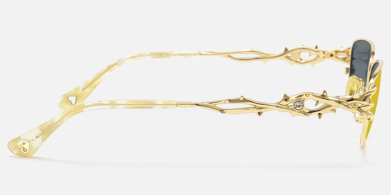 Spine - Gold Yellow Tinted Sunglasses | Vooglam Side View