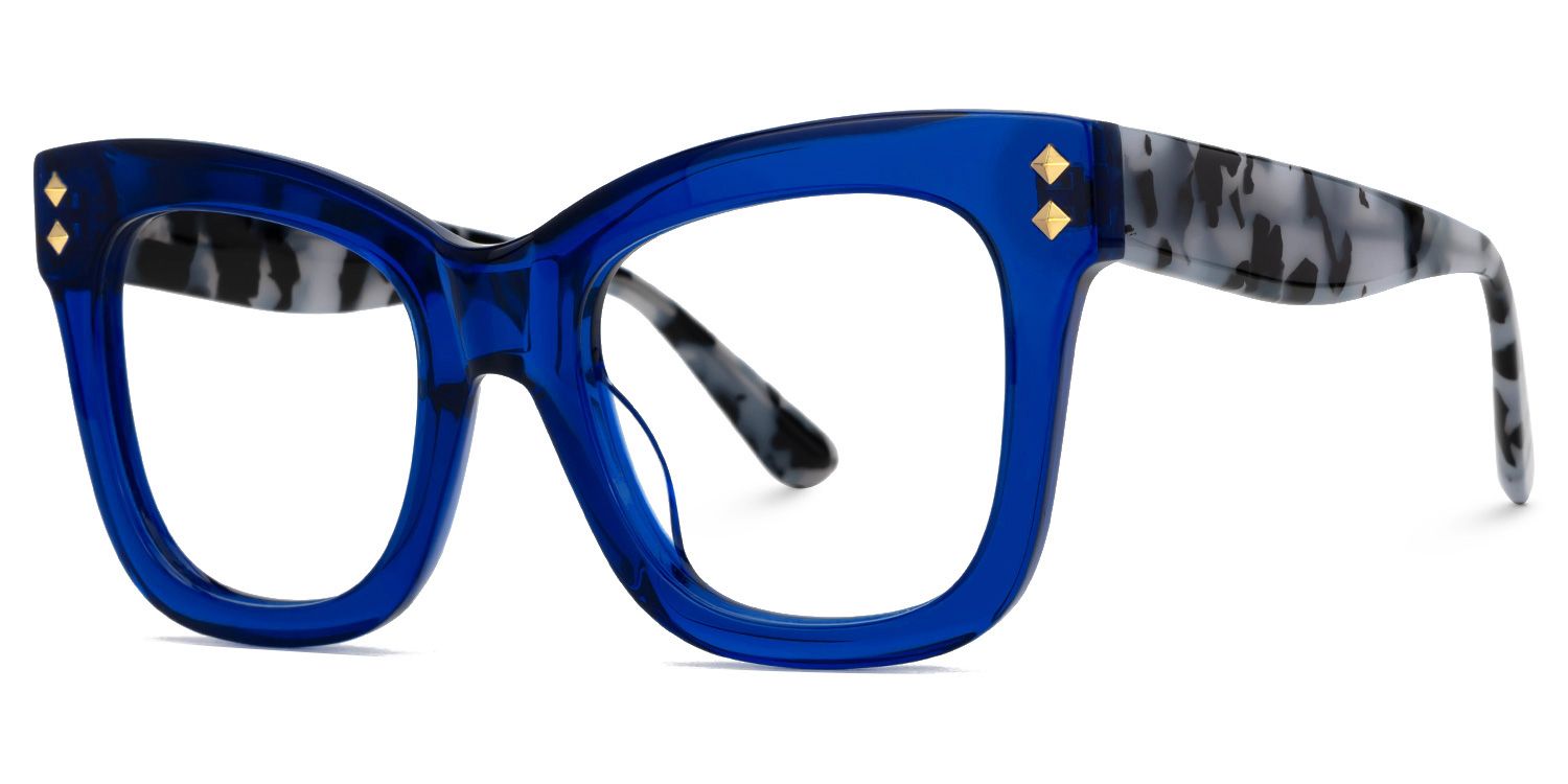 Faustyna - Square Blue Eyeglasses | Vooglam Front View