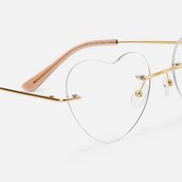 Lahoma - Chic Heart Gold Heart-Shaped Eyeglasses | Vooglam Design Details