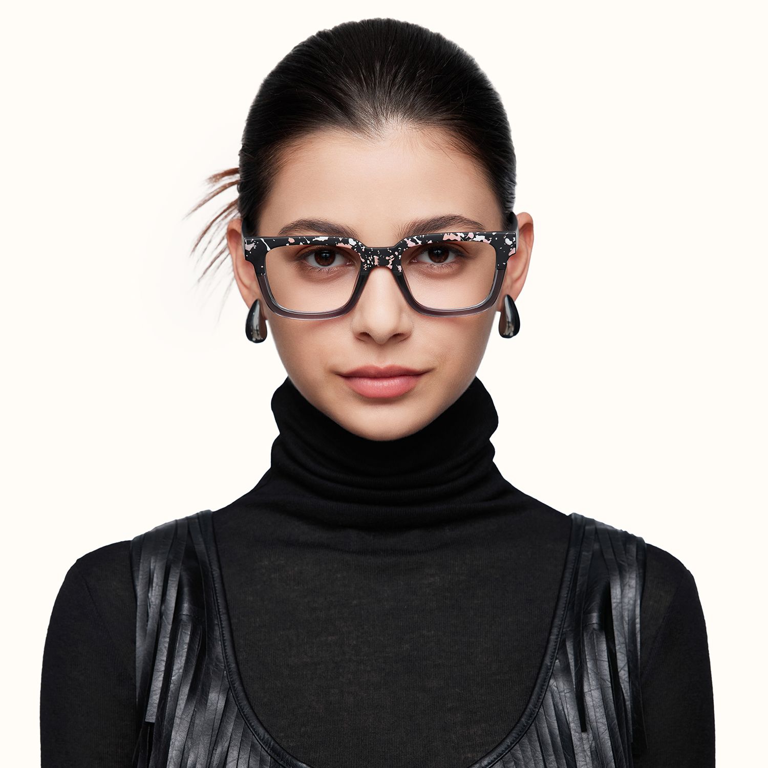 model wearing Strobe - Rectangle Two-tone Eyeglasses 1