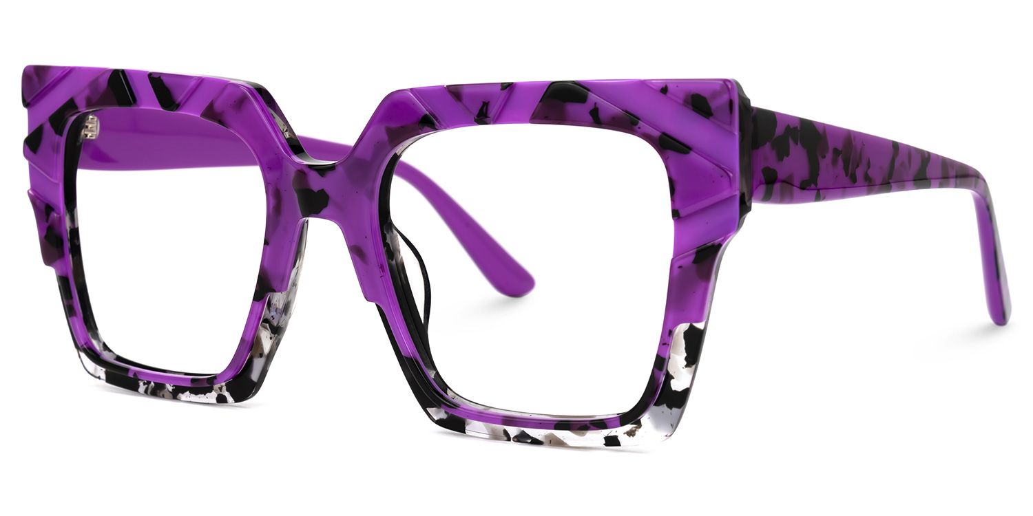 Darius - Square Purple/Tortoise Eyeglasses | Vooglam Front View