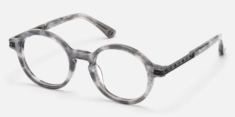 Lennon - Antique Silver Gray Pattern Circle Frame | Vooglam