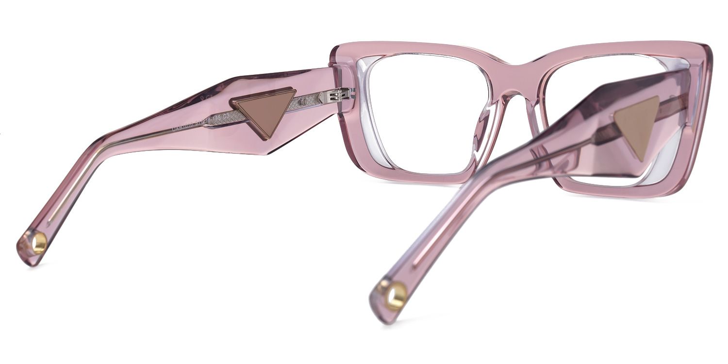 Emerens - Rectangle Pink Eyeglasses by Vooglam - Side View