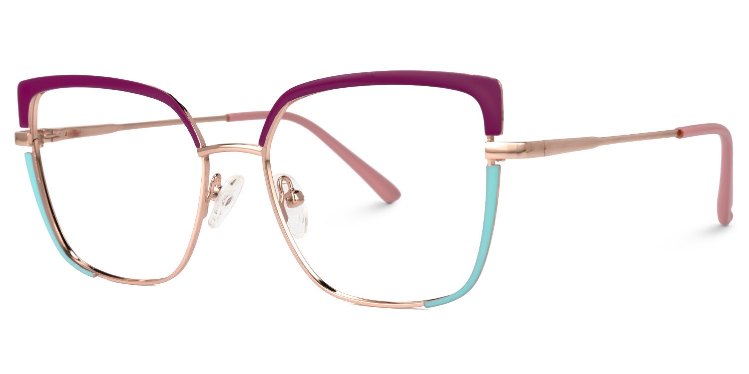 Deandre - Square Blue/Purple Eyeglasses | Vooglam Front View